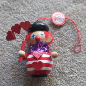 NIB Steinbach Clown Ornament with Hearts